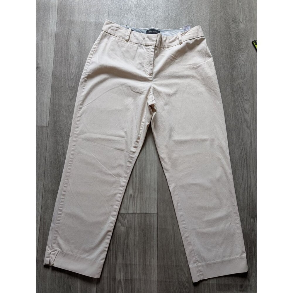 Talbots Womens Curvy Fit Beige Chino Pants Size S Cotton Blend